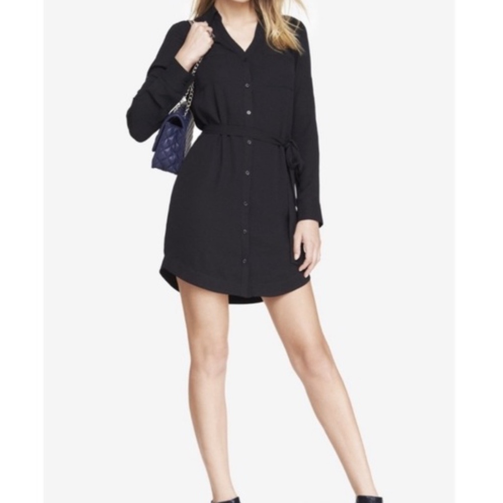 Express Portofino Black  3/4 Sleeve Shirt Dress